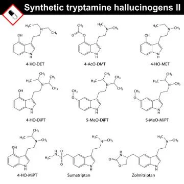 Artificial tryptamine hallucinogens, second set Stock Illustration