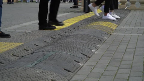 Artificial unevenness to reduce speed on the road. Sleeping policeman. Stock Footage 237895071