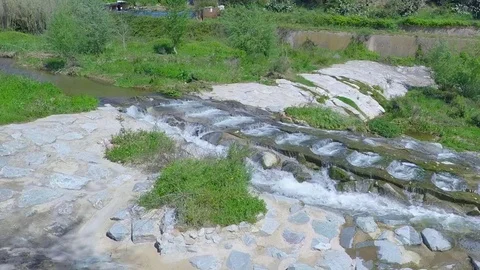 Artificial Water Steps For Fish In River Stock Footage 77000501