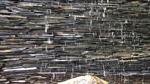Artificial waterfall and stone background Stock Footage 78141986