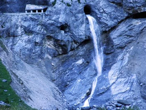 Artificial Waterfall at the Beginning of Sandbach Stream - Switzerland Stock Photos