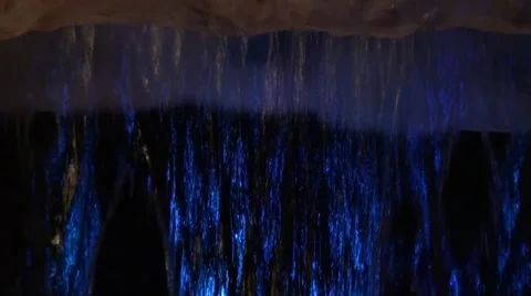 An artificial waterfall with colored lighting Stock Footage 56175402