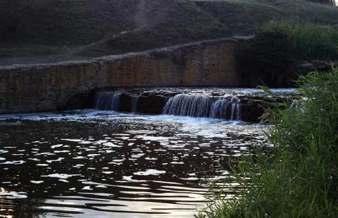 Artificial Waterfall Dam Background Texture Foto stock