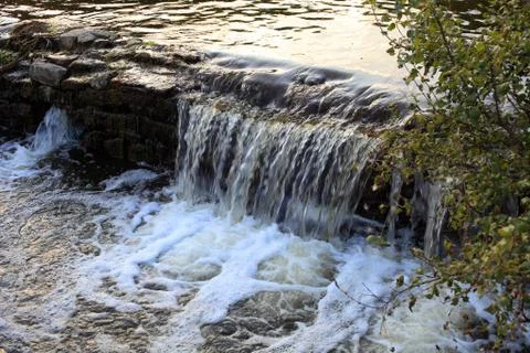 Artificial Waterfall Dam Background Texture Foto stock