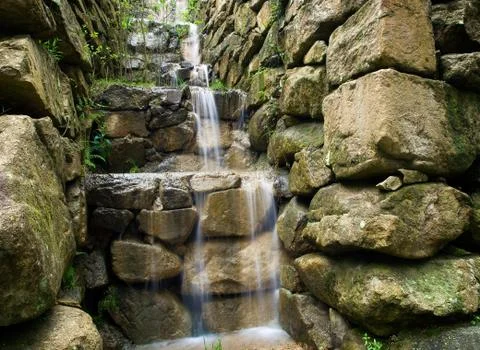 Artificial waterfall with differents levels Stock Photos