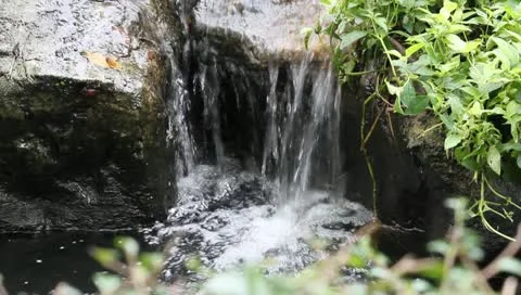 Artificial waterfall  in garden Stock Footage 10729861