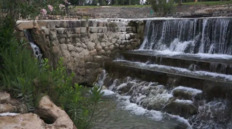 Artificial Waterfall In Park 2 Stock Footage 37567944