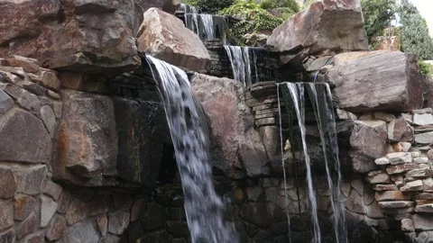 Artificial waterfall in the park. Stock Footage 217291179