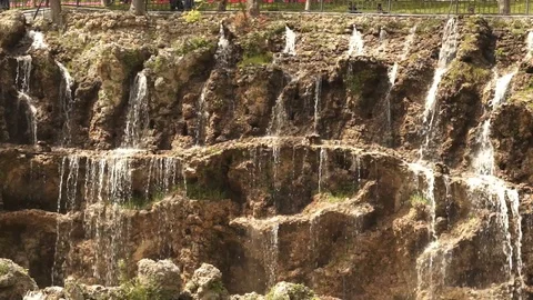 Artificial waterfall in the park of Istanbul Stock Footage 116813996