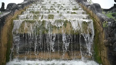 Artificial waterfall in public park 스톡 동영상 196891405
