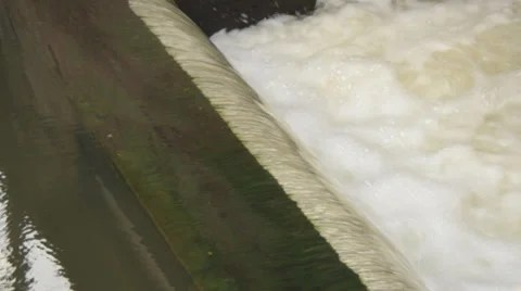 Artificial Waterfall, Water Dam Closeup Stock Footage 33403724