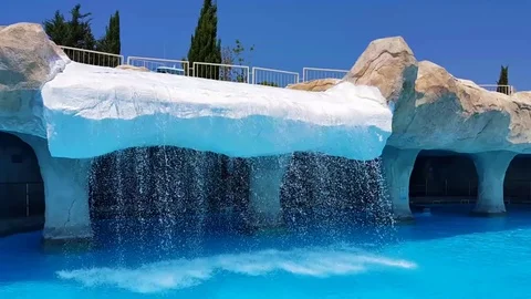 Artificial waterfall at water park Video stock 76580622