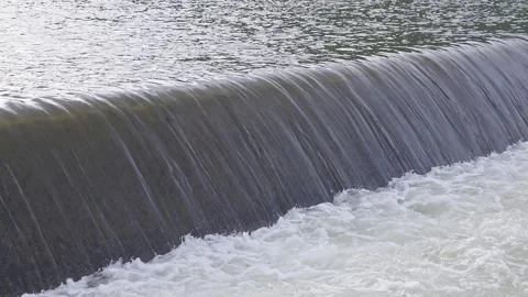 Artificial weir on a small river Stock Footage 259742360