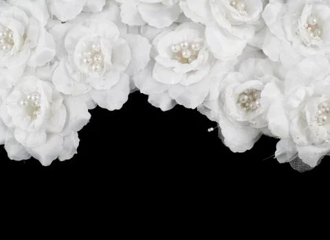 Artificial white roses background Stock Photos