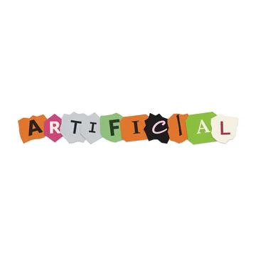 Artificial word made of colorful torn paper letters Stock Illustration