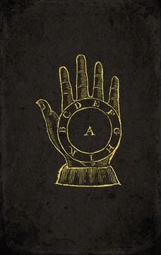 Artificiali Memory Hand Diagram with Circular Center and Letter Markings Stock Illustration