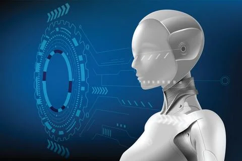 Artificially Intelligent Robots. Stock Illustration