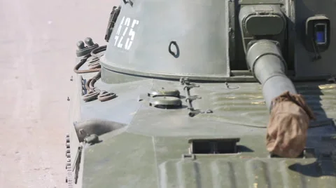 Artillery attack self-propelled guns Stock Footage 40340384