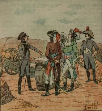 The artillery commander Bonaparte develops his plan to the representatives, t Stock Illustration