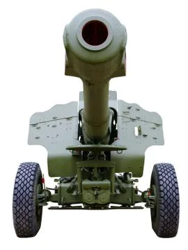 Artillery howitzer stem forward closeup Stock Photos