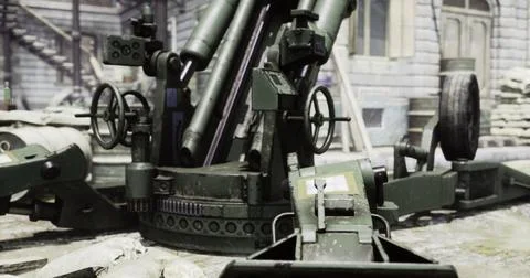 Artillery positioned strategically during a training exercise Ilustración de archivo
