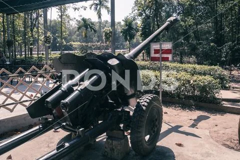 Artillery in Vietnam war. Stock Photos