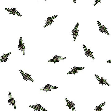 Artillery war weapon vector seamless pattern Stock Illustration
