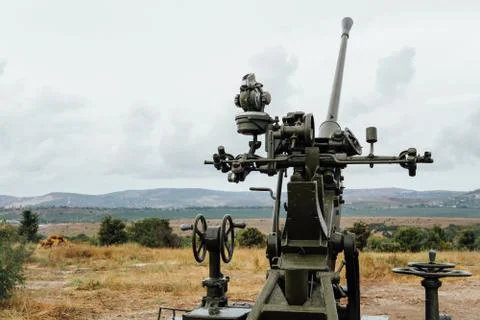 Artillery weapons for firing in war by the military Stock Photos
