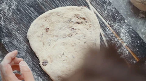Artisan baker working with the sourdough Stock Footage 64393909