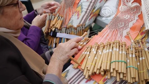 Artisan of bobbin lace Stock Footage 82756842