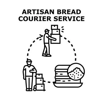 Artisan bread courier service delivering fresh baked food Illustrazione stock