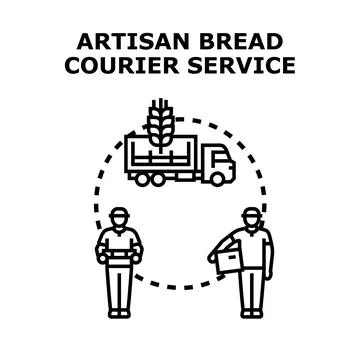Artisan bread courier service delivering fresh baked food Stock Illustration