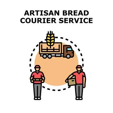 Artisan bread courier service delivering fresh baked food Stock Illustration
