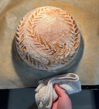 Artisan Bread with Intricate Scoring and Beautifully Crafted Designs for Visual 스톡 사진