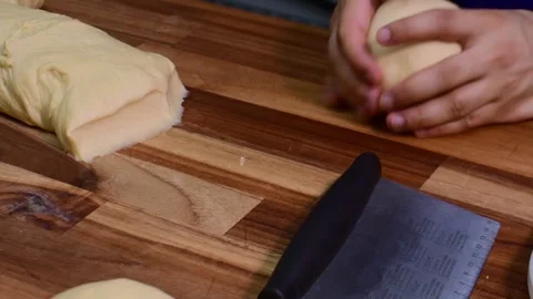 Artisan Bread Making: Kneading Brioche Dough by Hand in Rustic Kitchen Видео 332387125