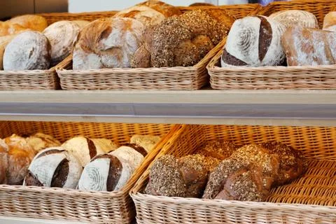 Artisan bread on the shelves Stock Photos