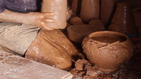 Artisan crafting clay Video stock 124590202