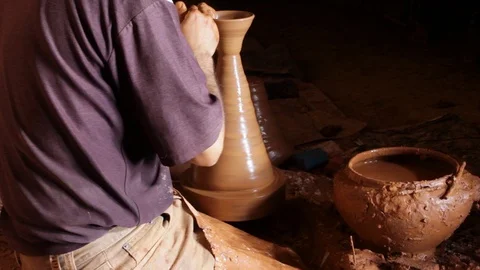 Artisan crafting clay Stock Footage 124590793