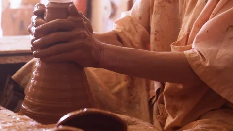 Artisan crafting clay Stock Footage 124835569