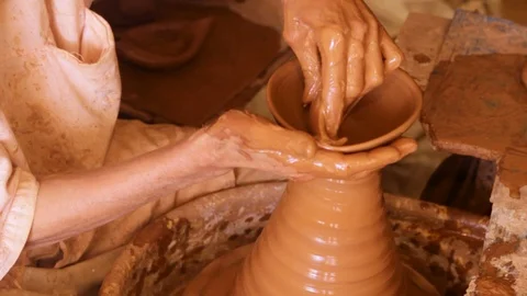 Artisan crafting clay Stock Footage