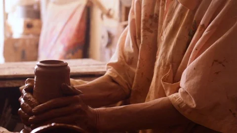 Artisan crafting clay Stock Footage 124835939
