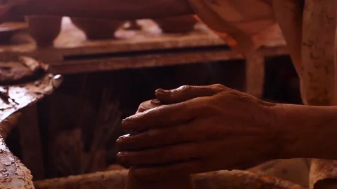 Artisan crafting clay Stock Footage 124836189
