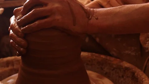 Artisan crafting clay Stock Footage 124836214