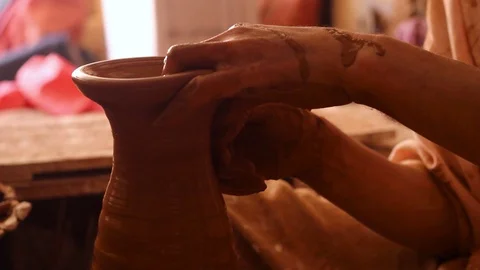 Artisan crafting clay Stock Footage 124836382