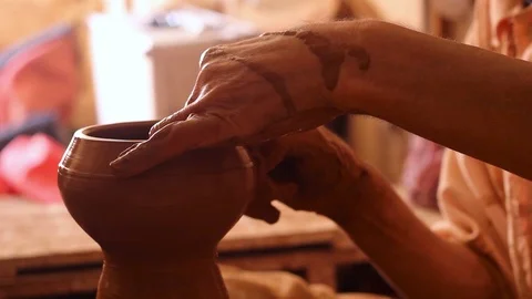 Artisan crafting clay Stock Footage 124836427