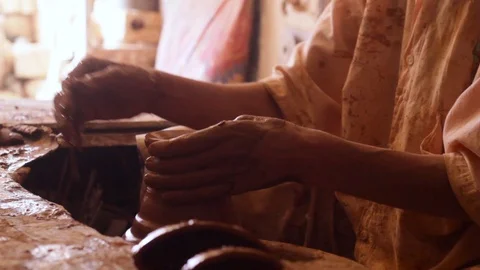 Artisan crafting clay Stock Footage 124836434