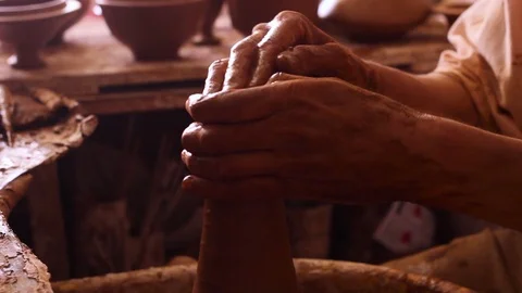 Artisan crafting clay Stock Footage 124836611