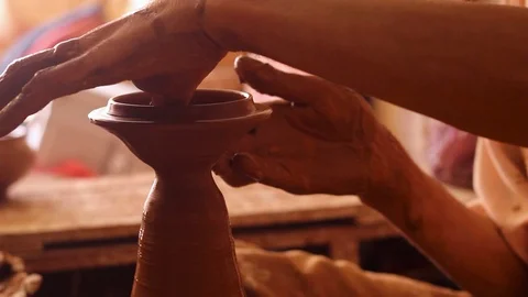 Artisan crafting clay Stock Footage 124836952