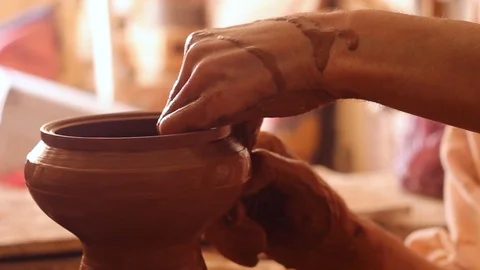 Artisan crafting clay Stock Footage 124837029