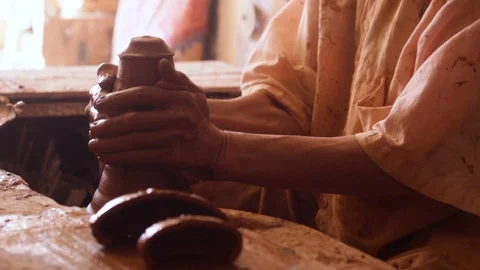 Artisan crafting clay Stock Footage 124837203